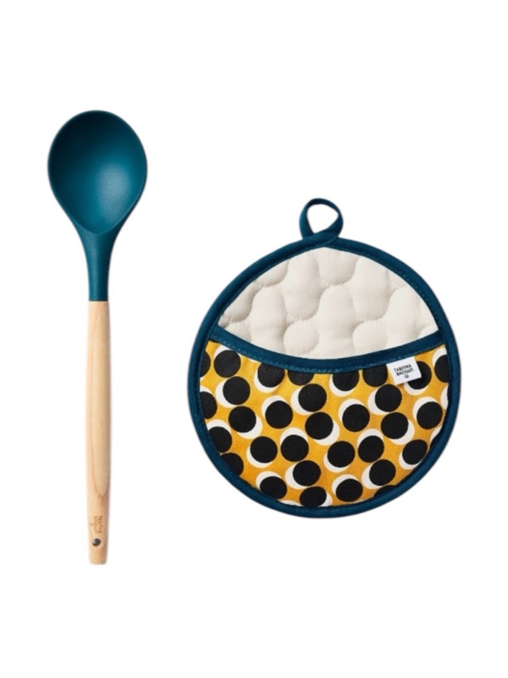 Tabitha Brown LIMITED EDITION Teal Spoon and Polka Dot Pot Holder Set